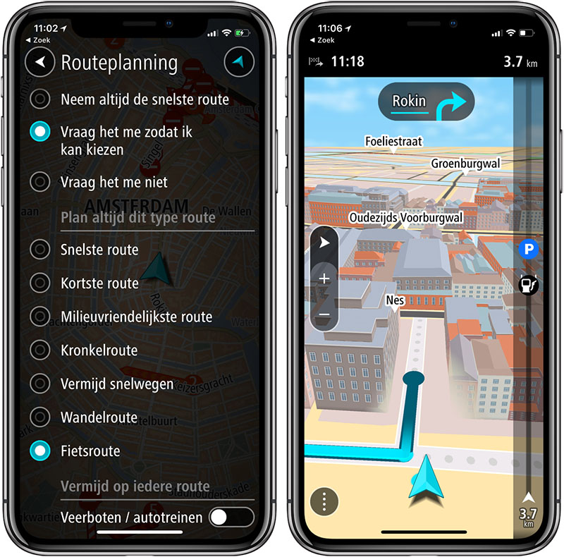 Fietsnavigatie app voor smartphone